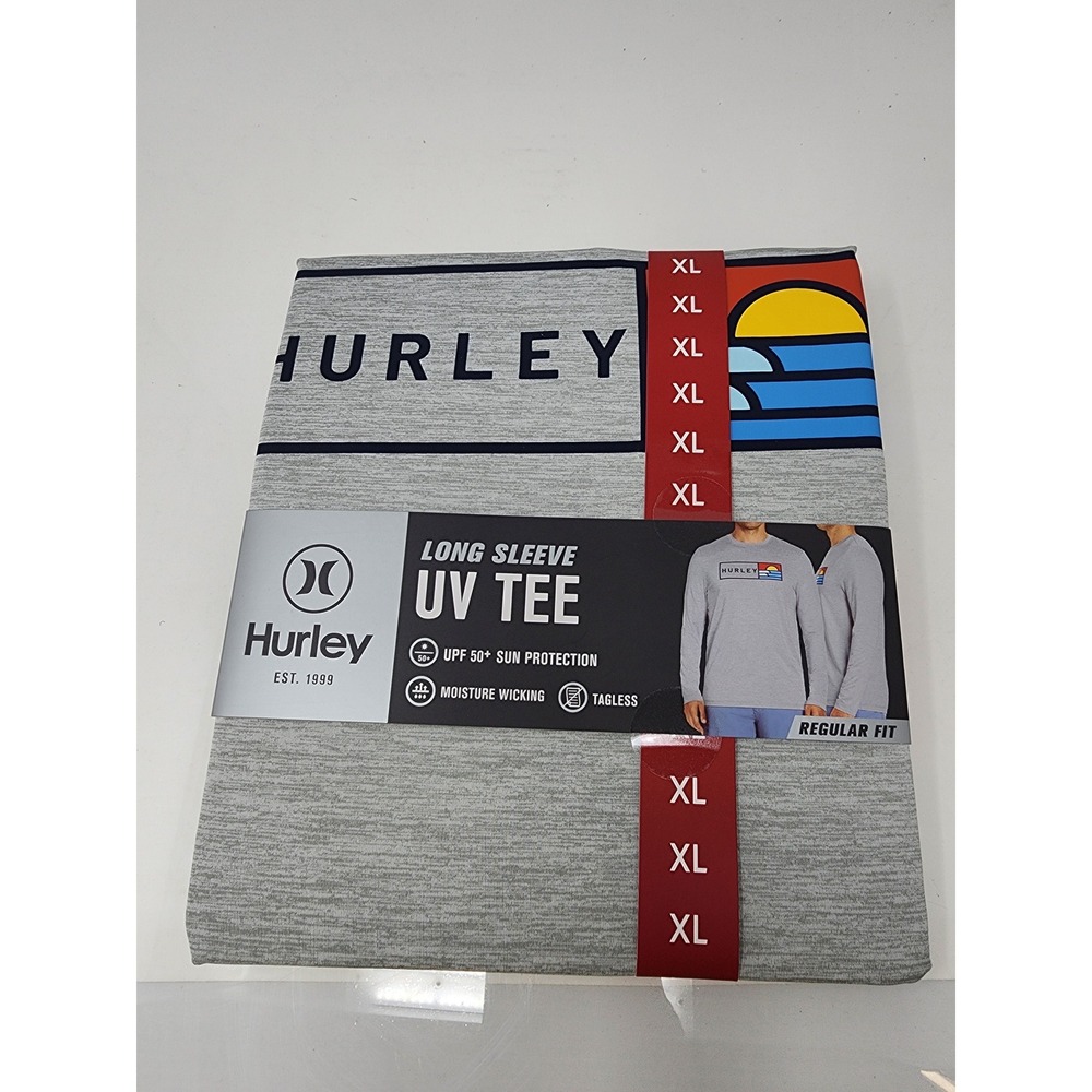 Hurley Mens Long Sleeve UV Tee Gray Polyester Blend‎ Athletic Size XL